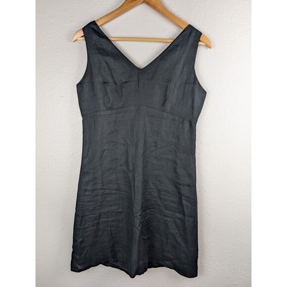 Banana Republic Linen V Neck Dress Black Size 6 - Picture 1 of 6